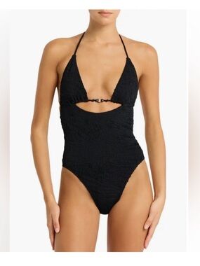 New Bond-eye Beaded Fowler One Piece Swimsuit NWT Black Tiger